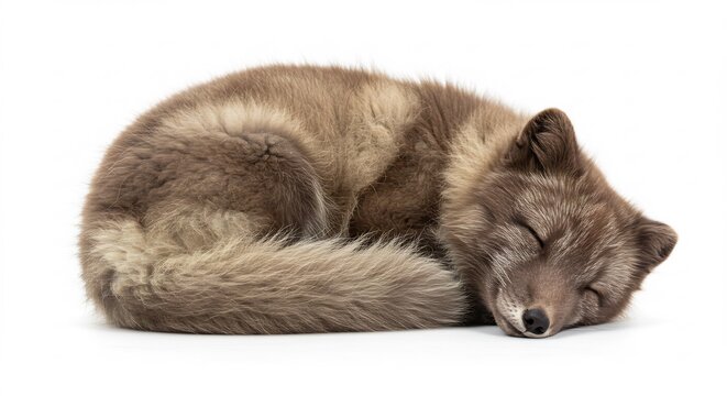 Fuchs ruht tief schlafend weich Fell sanftes Licht. AI Generated