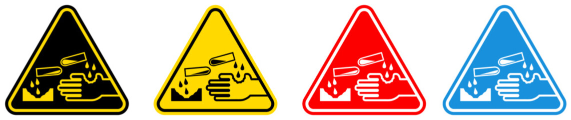 set Attention corrosive Symbols danger and safety signs design template vector illustration	