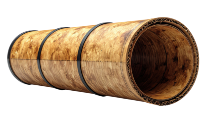 Wooden cylindrical tube with bands