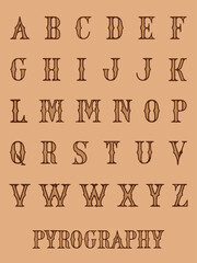 An illustrated set of 2 color distressed and roughened letters, in both uppercase and lowercase, inspired by gothic typefaces.