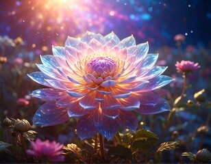 Glowing flower in mystical garden