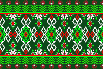 christmas seamless pattern
The design mimics the look of ethnic embroidery or a cross-stitch pattern, creating a rich and decorative aesthetic. The repetitive and symmetrical layout makes 