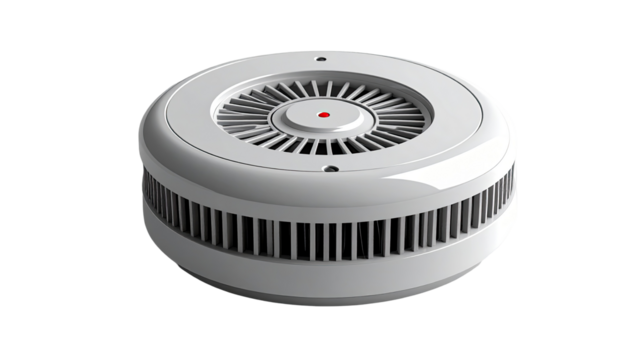 Round, white smoke detector