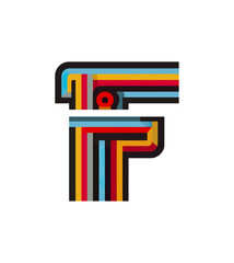 Colorful abstract letter f design