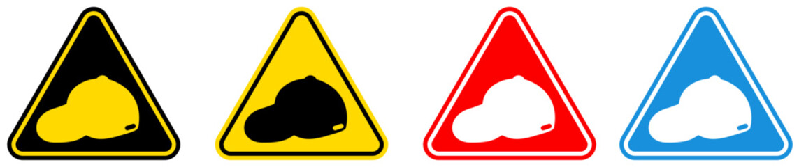 set Attention wear hat Symbols danger and safety signs design template vector illustration	