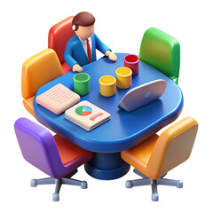 Business Meeting Table 3D Illustration