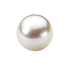 A single lustrous white pearl with reflections isolated on transparent background