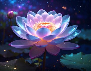 Glowing lotus flower in mystical light