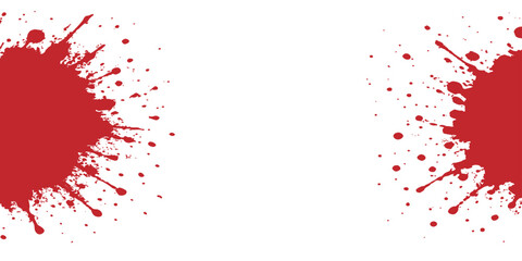 Vector art illustration of a red ink splat background with paint splashes and grunge texture, perfect for a bold, artistic design