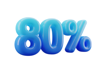 Eighty Percent Discount - Blue Number 3D Render