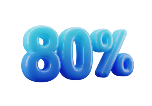 Eighty Percent Discount - Blue Number 3D Render