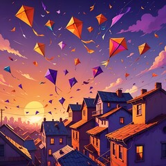 vector illustration of a night city