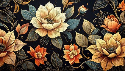 Ornate floral pattern on a dark background