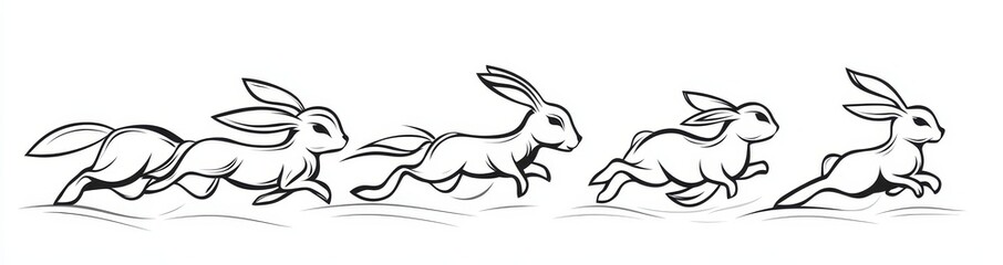 Obraz premium Rabbit one line drawing. Year of the Rabbit. Hare continuous one line illustration. Modern illustration