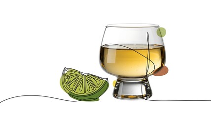 Amber spirit and lime slice clear glass green