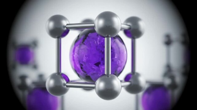 Sodium Iodide Molecular Structure 3D Model - A 3D model of a sodium iodide molecule, an ionic compound, is shown from a microscopic perspective.