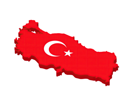 3D map of Turkey, flag design
