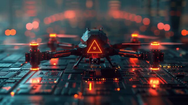 futuristic drone on tech circuit board