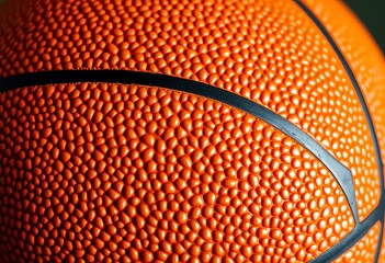 Close-up of an orange basketball's textured surface, showing its repeating pattern, healthy, repeat