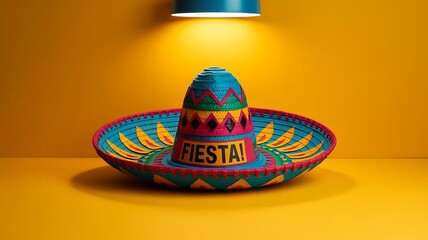 Colorful sombrero with fiesta text mexican hat traditional