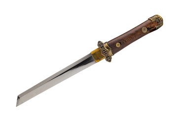 Ornate antique  dagger close up  isolated on white background