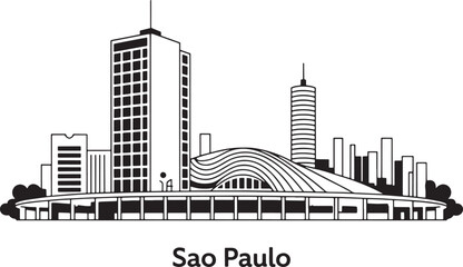 Obraz premium Sao Paulo Skyline Silhouette Vector Illustration with Modern Architecture and Urban Landscape Design