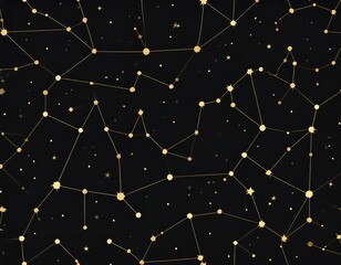 Gold constellation pattern on black background