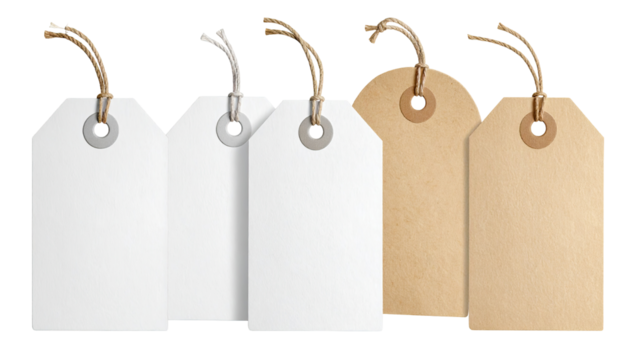 Blank price tags in various colors