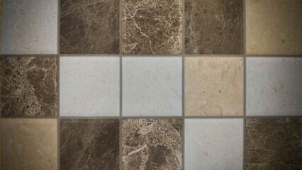 Close-Up of Brown and White Marbled Tiles