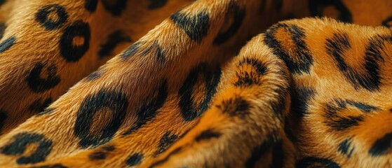 Soft leopard print fabric texture orange brown furry textile background
