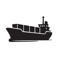 Obraz premium Silhouette of a Cargo Ship at Sea, A Modern Vessel for Transportation and Global Trade, Maritime Industry