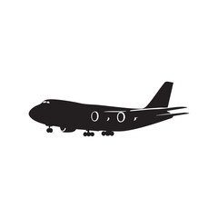 Obraz premium Silhouette of a Jumbo Jet Aircraft Preparing to Land, with Landing Gear Deployed Against White Background