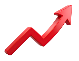 Red upward trending arrow graphic