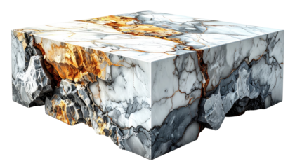 A rendered cube of marble