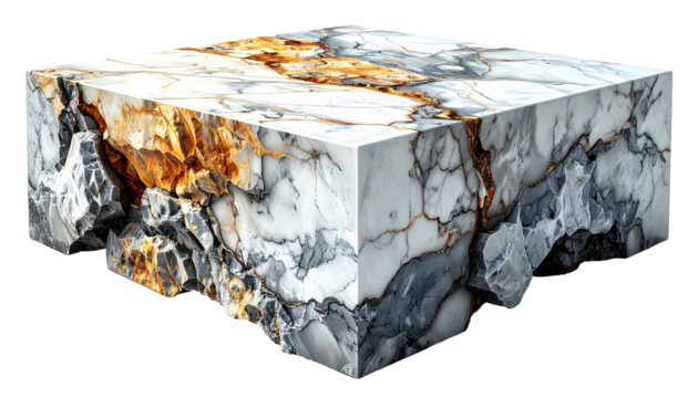 A rendered cube of marble