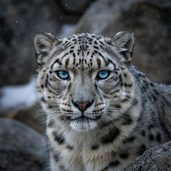 Obraz premium Hyper-Realistic Snow Leopard Portrait