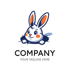 Cute White Rabbit Mascot Logo Design Illustration for Your Business