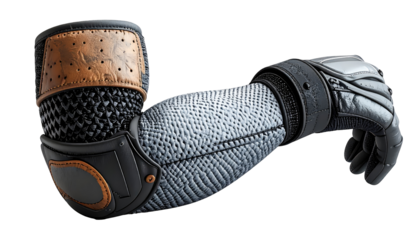 Detailed close-up of a futuristic arm piece, likely armor