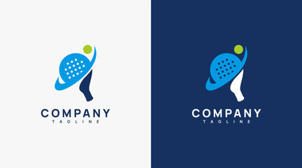 Padel logo design, tennis logo or padel racket and ball logo design vector template