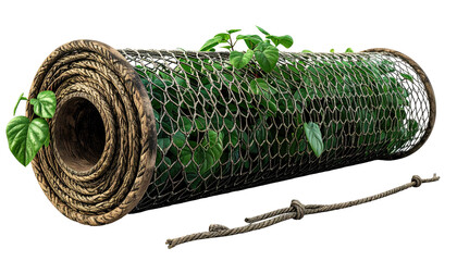 Rolled plant cage with wooden support