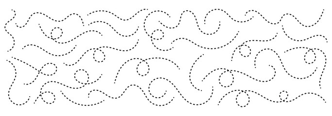 Hand drawn curve dotted line, Spiral dotted line hand drawn, Dotted lines path on white background. vector illustration.