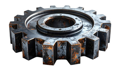 Close-up of a weathered metal gear