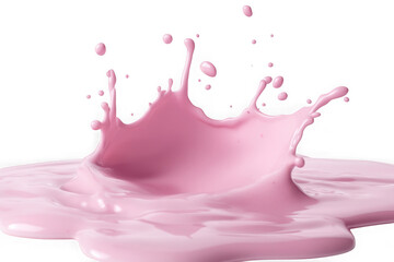 Pink liquid splash crown shape with droplets isolated on a transparent background image