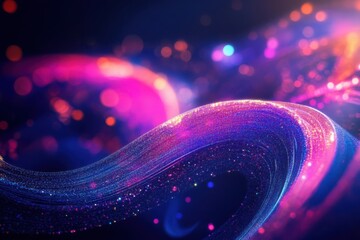 Swirling abstract light trails and bokeh in vibrant pink purple and blue background