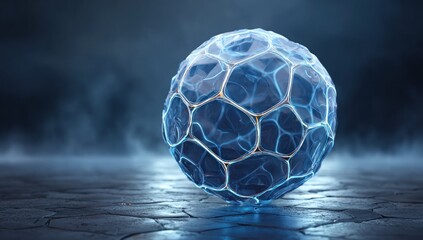 A glowing, multifaceted sphere rests on a dark, textured surface, evoking a sense of futuristic wonder.