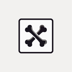 Minimalistic monochrome depiction of crossed bones symbol within a square frame