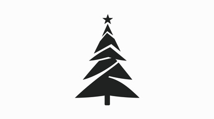 Simple black silhouette of a stylized Christmas tree with a star.