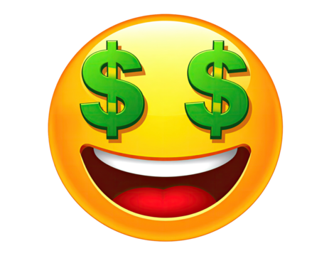 Smiling face with dollar signs for eyes (3) - Powered by Adobe
