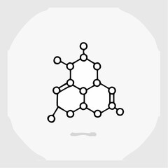 Simple molecular diagram in a white circle, representing chemical structures and connections