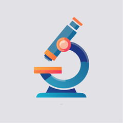 Simplified Illustration of a Modern Microscope with a Clear Gradient Design on a Gray Background